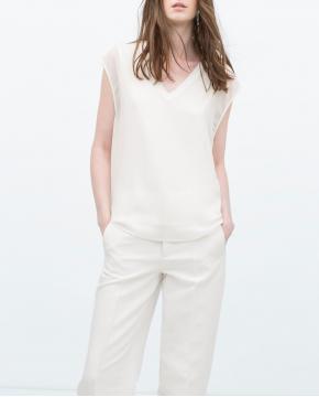 Top with ribbed neckline