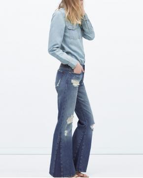 Distressed flared 70s jeans